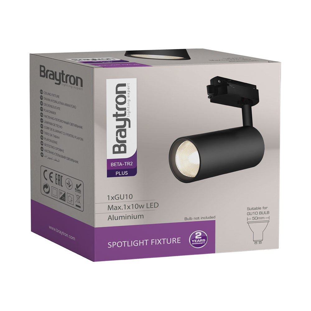 Braytron LED GU10 Schienenstrahler 1-Phasen-System, schwenkbar & drehbar Schwarz max. 10W – Bild 8