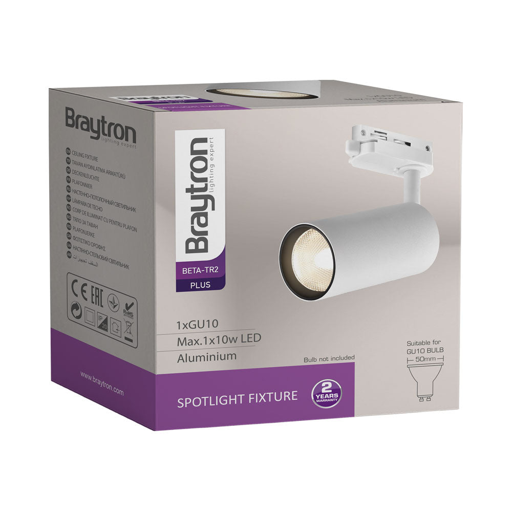 Braytron LED GU10 Schienenstrahler 1-Phasen-System, schwenkbar & drehbar Weiß max. 10W Track Light – Bild 8
