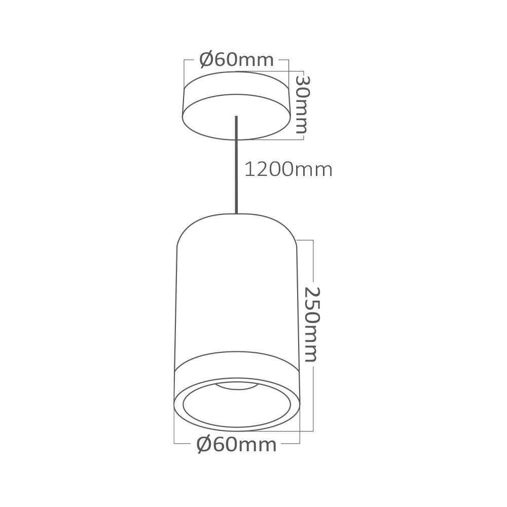 Braytron LED moderne Pendelleuchte zylindrisch Aluminium GU10 schwarz Hängelampe Küche Theke Ø6X25cm – Bild 3