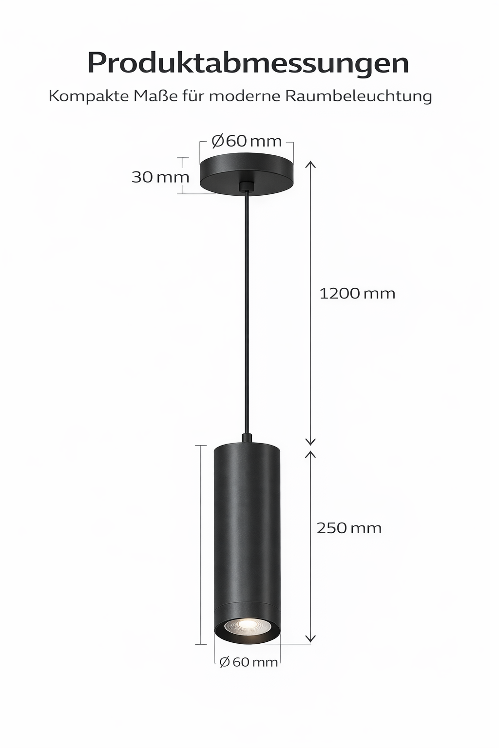 Braytron LED moderne Pendelleuchte zylindrisch Aluminium GU10 schwarz Hängelampe Küche Theke Ø6X25cm – Bild 9