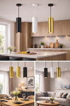 Braytron LED moderne Pendelleuchte zylindrisch Aluminium GU10 weiß Hängelampe Küche Theke Ø60X250mm – Bild 2