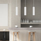 Braytron LED moderne Pendelleuchte zylindrisch Aluminium GU10 weiß Hängelampe Küche Theke Ø60X250mm – Bild 3