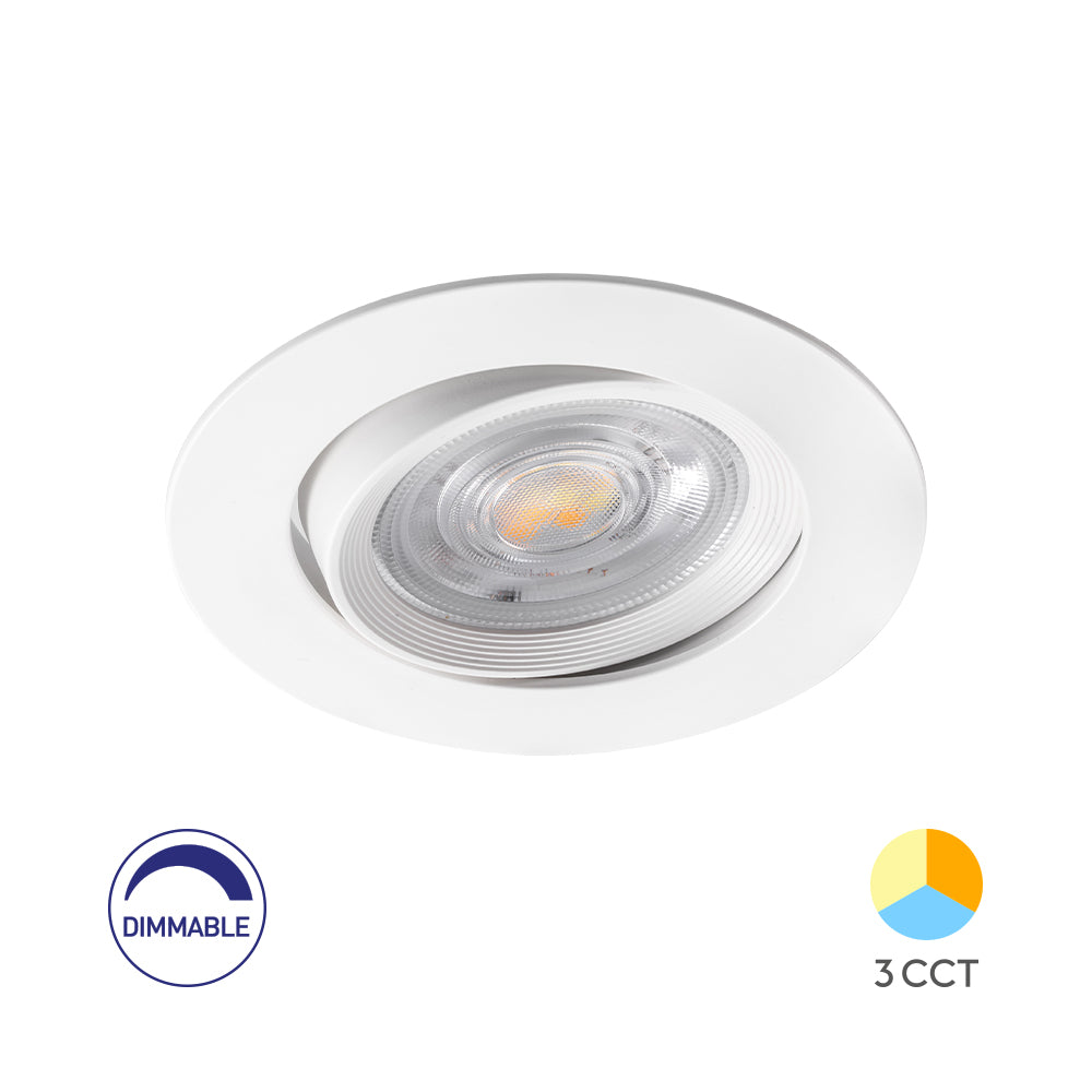 LED Rund 7W Dimmbar Einbaustrahler schwenkbar 3in1 CCT Spot 650lm Warmweiß - Kaltweiß Ø68mm – Bild 1