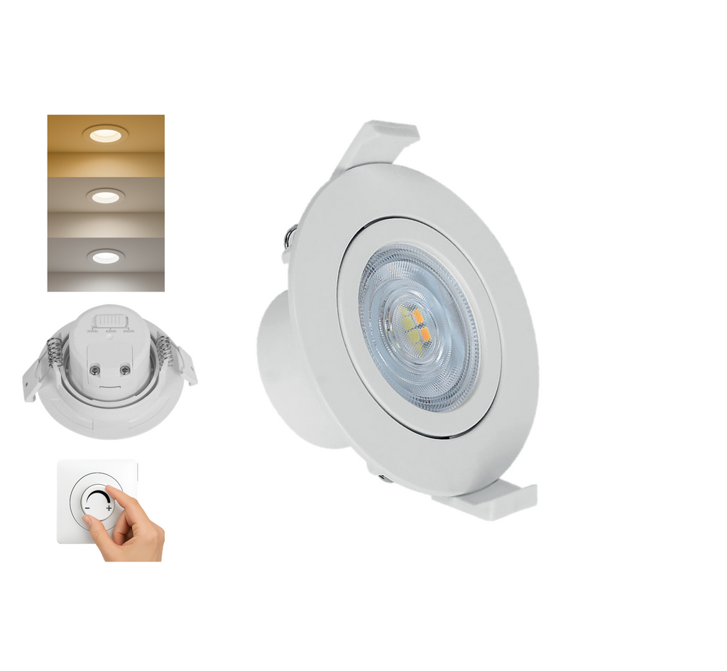 LED Rund 7W Dimmbar Einbaustrahler schwenkbar 3in1 CCT Spot 650lm Warmweiß - Kaltweiß Ø68mm – Bild 11