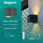 Braytron LED Wandlampe Außenleuchte Würfel Cube IP54 verstellbarer Lichtkegel G9 Fassung Dunkelgrau – Bild 7