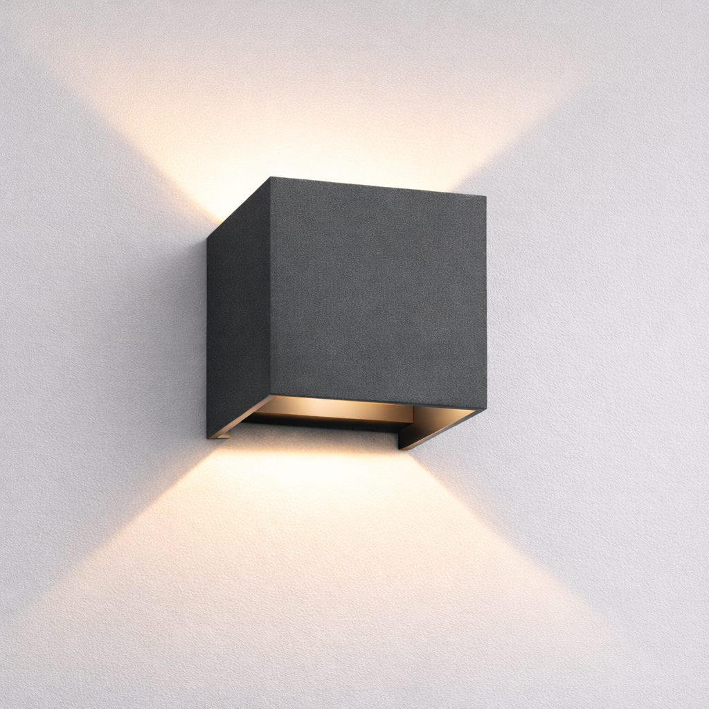 Braytron LED Wandlampe Außenleuchte Würfel Cube IP54 verstellbarer Lichtkegel G9 Fassung Dunkelgrau – Bild 4