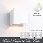 Braytron LED Wandlampe Außenleuchte Würfel Cube IP54 verstellbarer Lichtkegel G9 Fassung Weiß – Bild 6