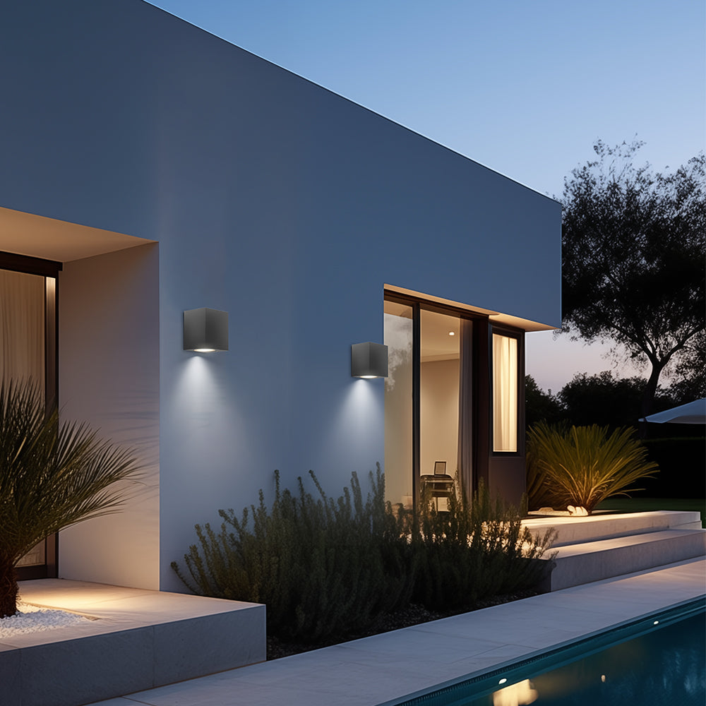 LED Wandleuchte Außen Anthrazit Eckig GU10 Down Außenwandleuchte Wandlampe IP44 – Bild 3