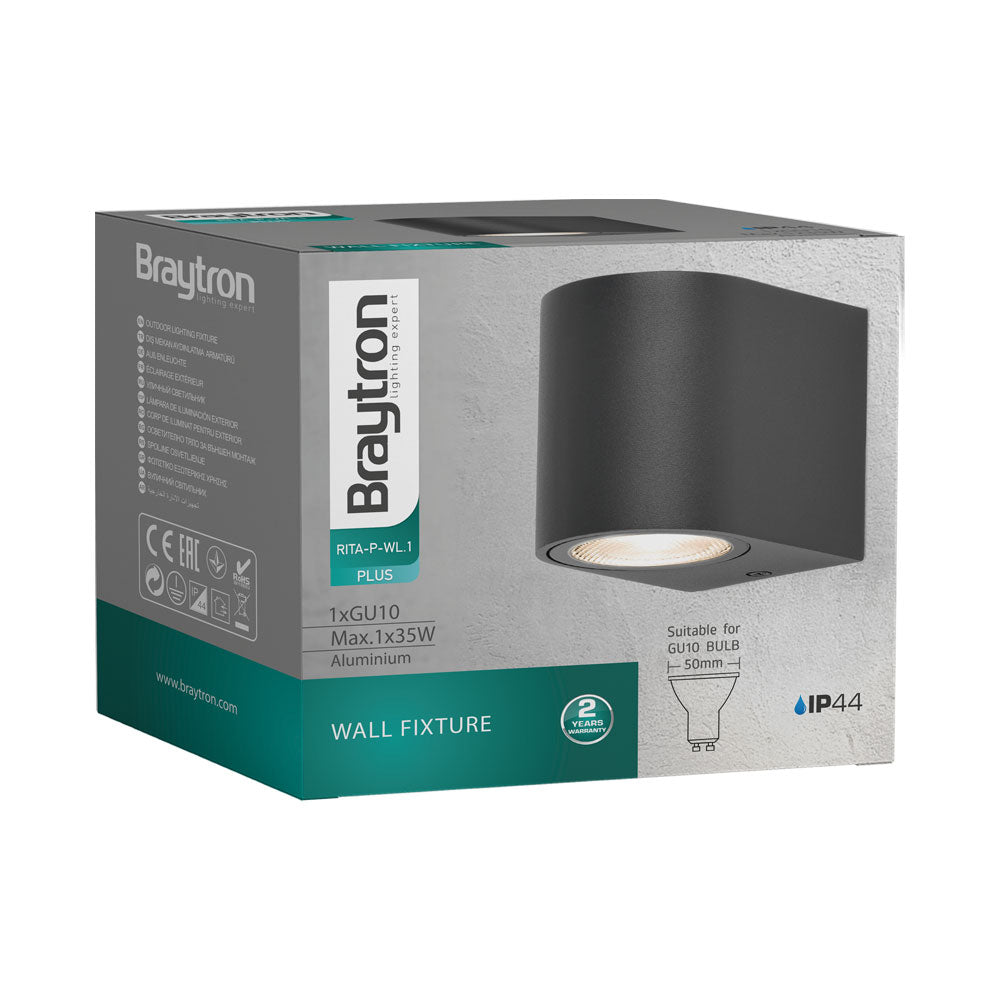 Wandleuchte Aluminium Anthrazit – 1xGU10 Fassung, IP44 für Außen&Innen – Bild 7