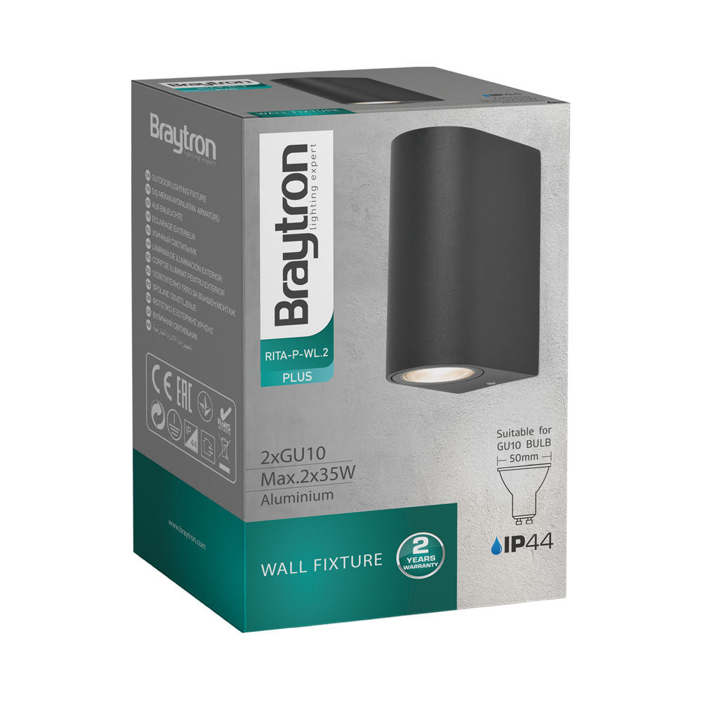 Wandleuchte Anthrazit Aluminium IP44 – 2xGU10 Up&Down Außenleuchte – Bild 7