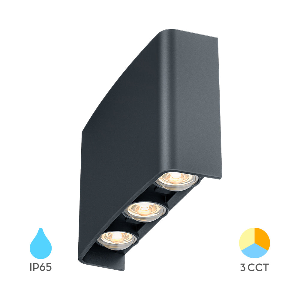 LED Wandleuchte Außen Anthrazit Strahler 6X1W UP&Down Außenwandleuchte CCT 3In1 IP65 – Bild 9