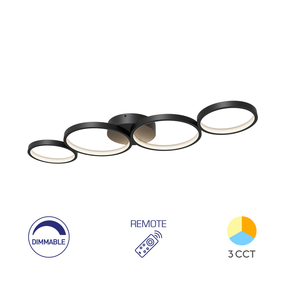Braytron LED Deckenleuchte dimmbar mit Fernbedienung & 3CCT 3000–6500K