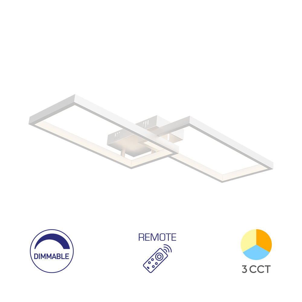 Braytron Moderne Designer LED Deckenleuchte dimmbar 3CCT 3000–6500K mit Fernbedienung 40W Rechteck – Bild 1