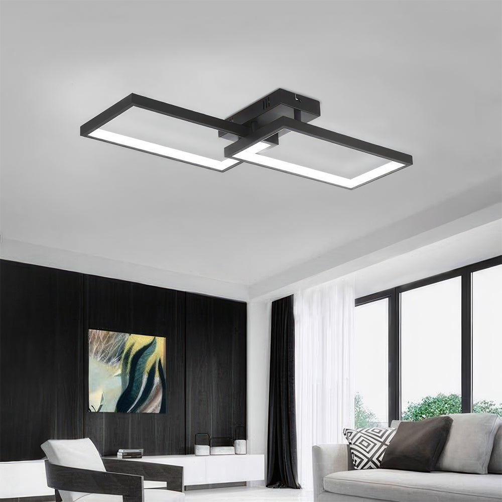 Moderne Designer LED Deckenleuchte dimmbar 3CCT 3000–6500K mit Fernbedienung 40W Rechteck schwarz – Bild 2
