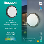 Braytron moderne LED Wandleuchte Deckenleuchte Deckenlicht 12W IP65 3in1 Außenleuchte schwarz – Bild 3