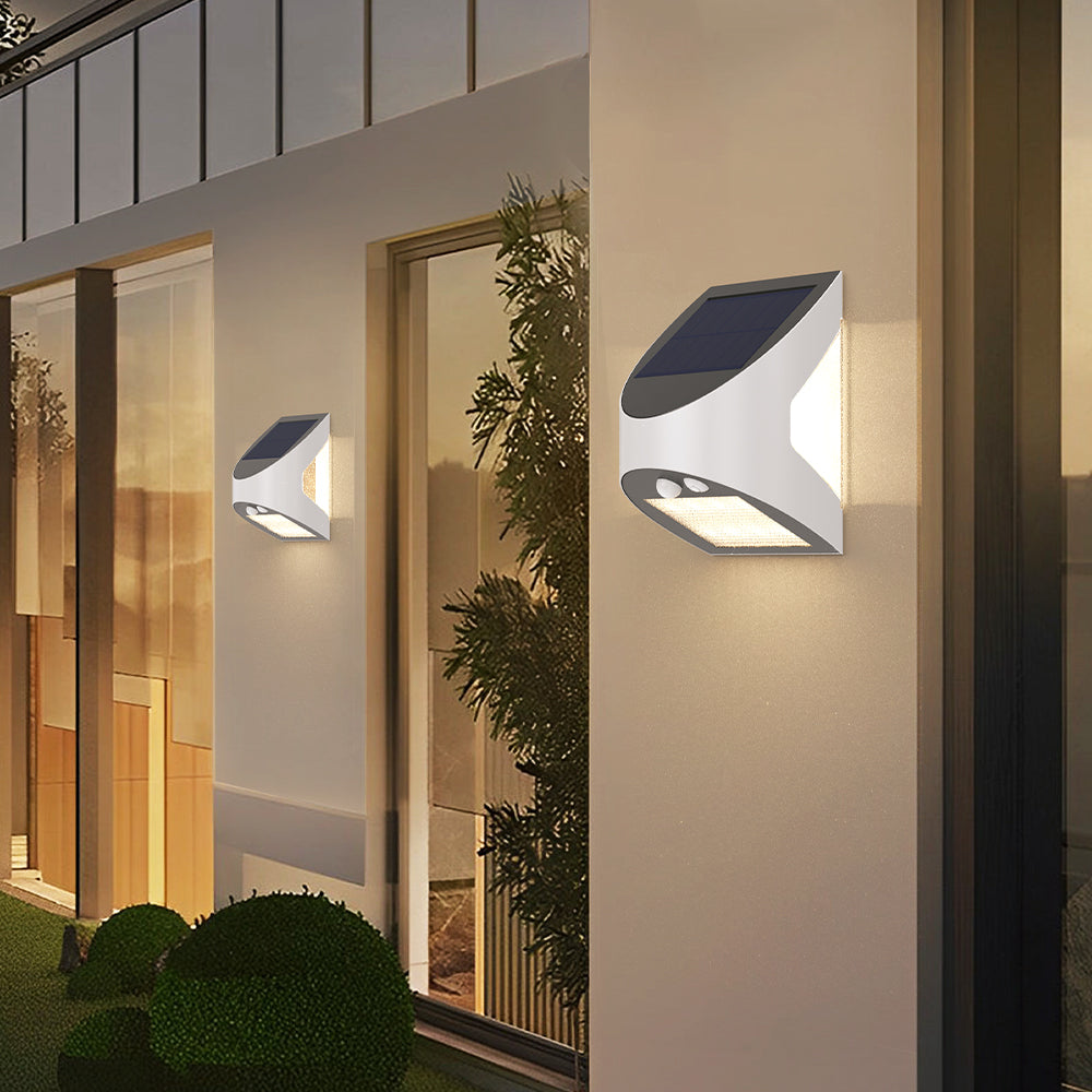Solar LED Wandleuchte 3W 6500K Außenleuchte mit Bewegungssensor Dämmerungssensor IP54 Akkubetrieben – Bild 5