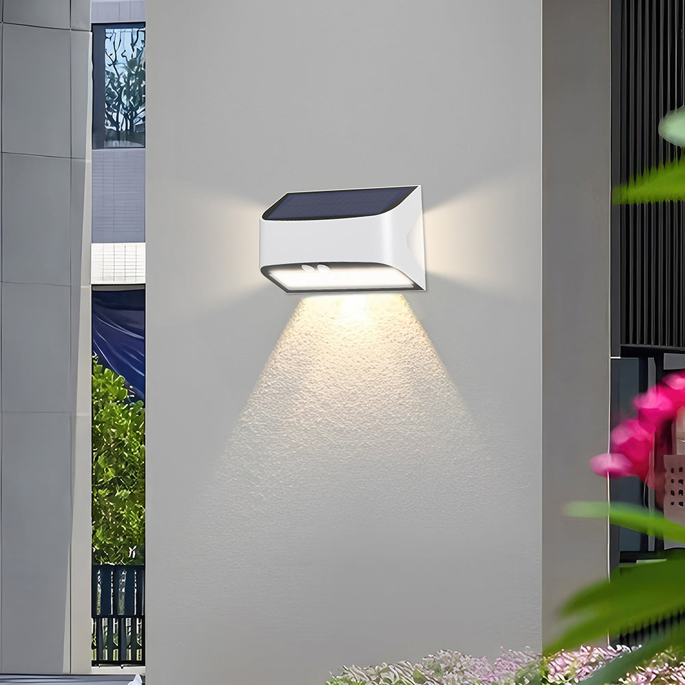 Solar LED Wandleuchte 6W 6500K Außenleuchte mit Bewegungssensor Dämmerungssensor IP54 Akkubetrieben – Bild 2