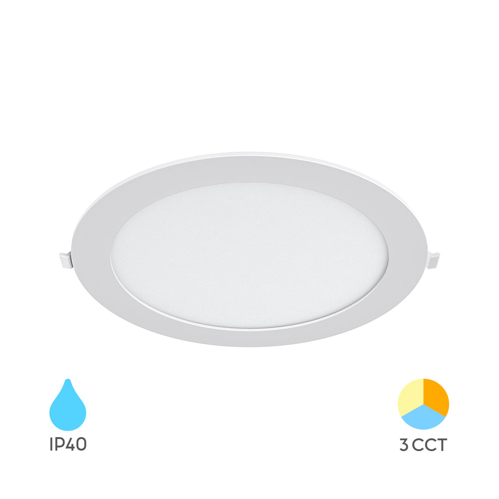 Ultraslim LED Einbaustrahler 18W Weiß Ø229mm | 1760 Lumen | 3CCT 3000K/4000K/6500K | 26mm – Bild 1