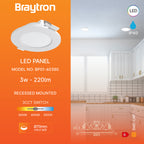 Braytron Ultraslim LED Einbaustrahler 3W Weiß Ø85mm 3CCT 230V 220 Lumen IP40 Einbauspots 68mm – Bild 3