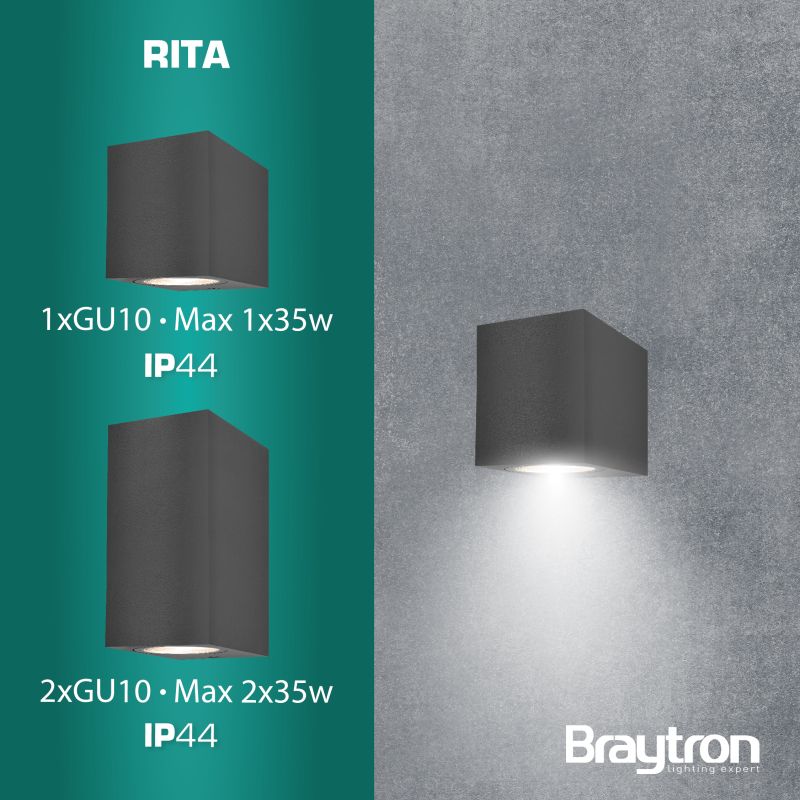 Braytron Wandleuchte Außen Anthrazit Eckig Modern IP44 GU10 Up&Down Außenlampe Wandlicht Terasse – Bild 8