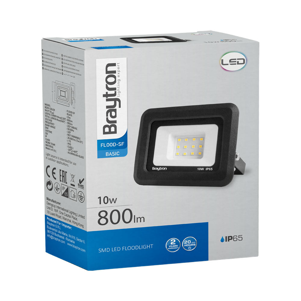 Braytron LED Fluter 10W 800lm 6500K IP65 Außen – Schwarz – Bild 2