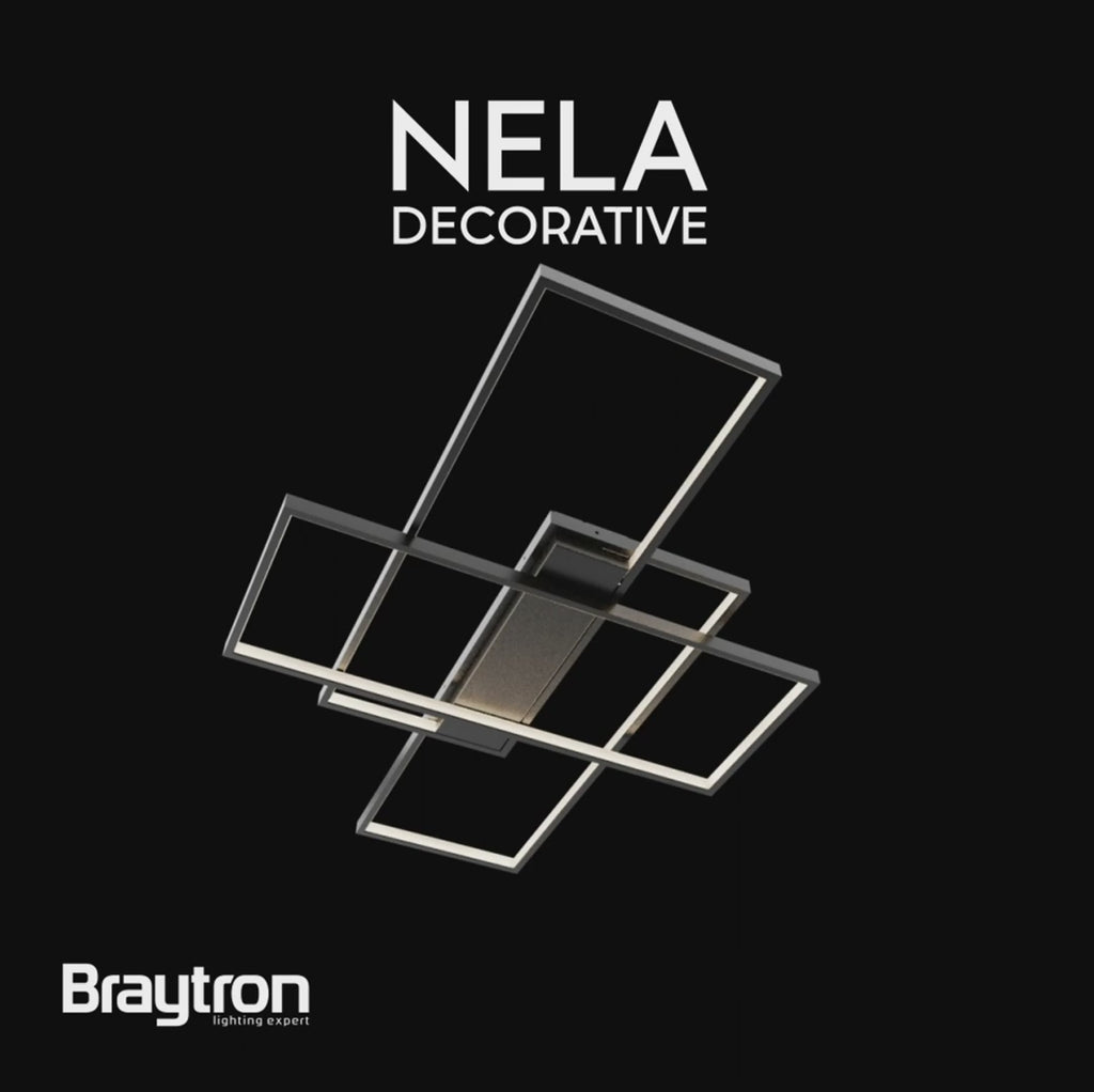 Braytron Designer LED Deckenleuchte 65W Rechteck Schwarz – 3CCT, dimmbar, Fernbedienung